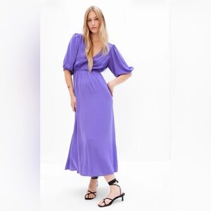 GAP Blue Iris Blouson Cutout Maxi Dress L Tall